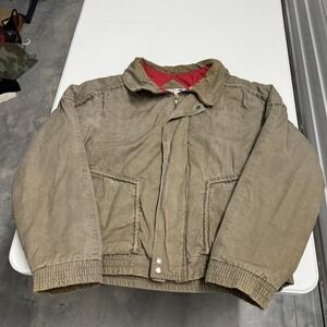 Eagles Ridge Canvas Work Jacket Mens XL Olive Drab Good Vintage Quilted Lined